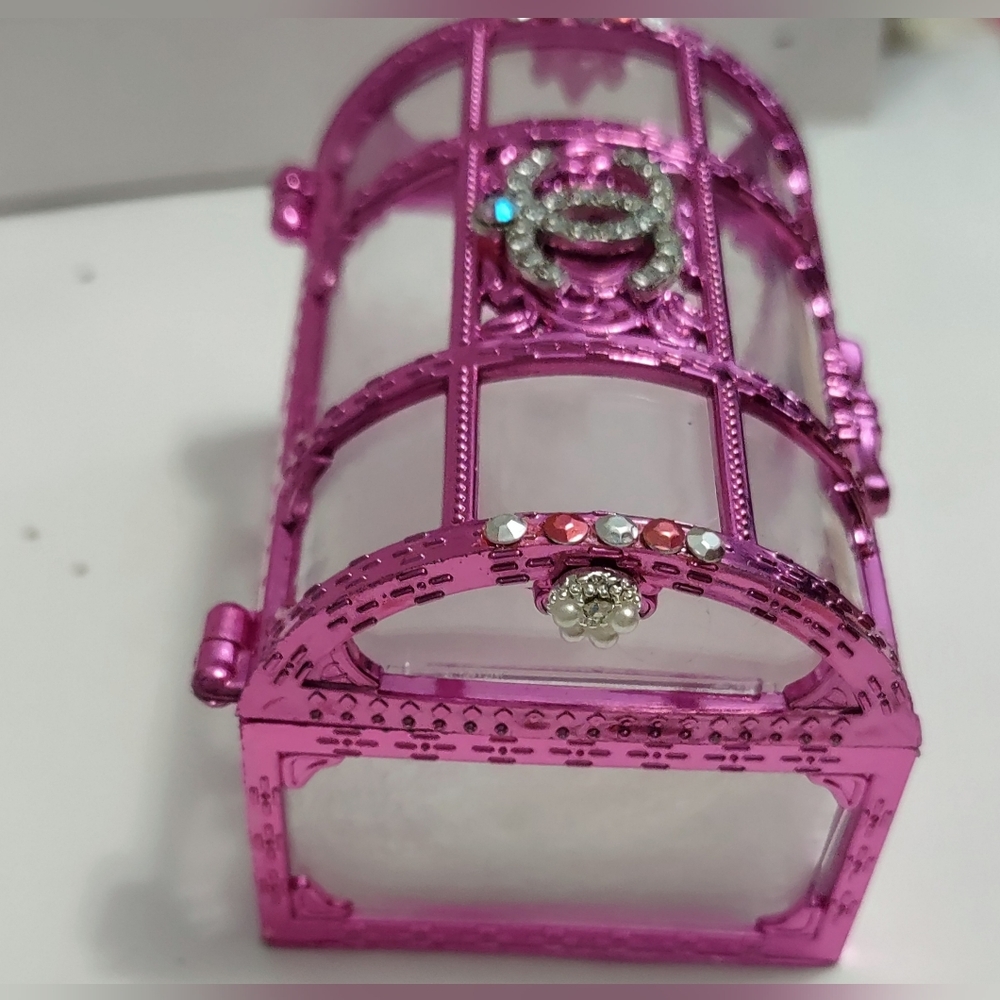 Magenta Pink Mini Treasure Chest Trinket Box